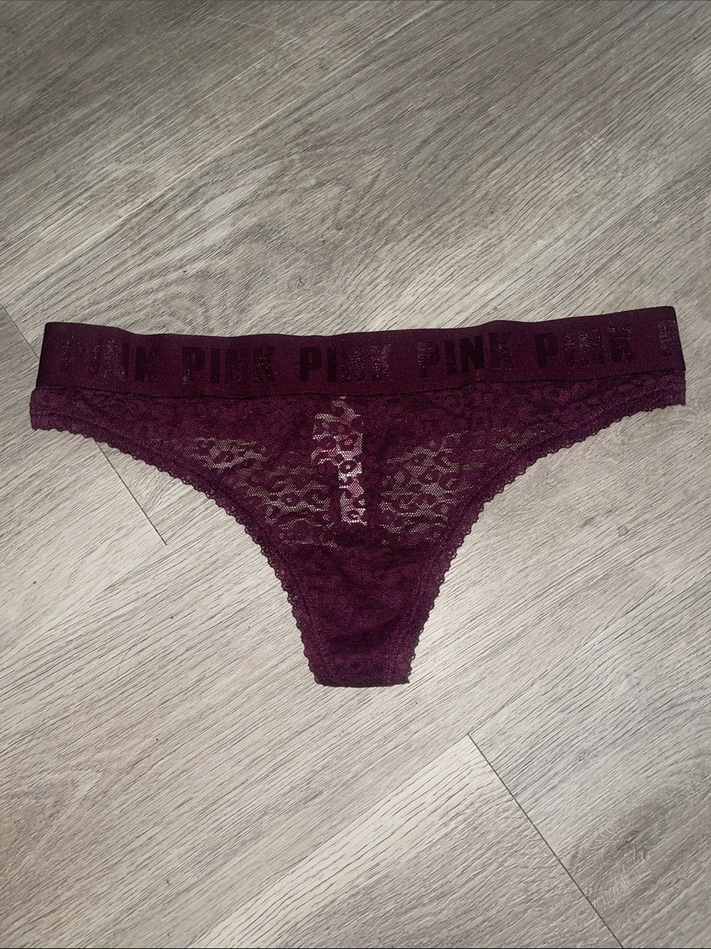 PINK Victoria's Secret Burgundy Lace Thong